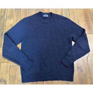 Vintage Robert Bruce Sweater Mens Large Blue Crewneck Made in USA Wool Blend